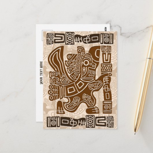 Aztec Eagle Warrior Tribal Oude kunst Briefkaart (Voorkant / Achterkant in situ)