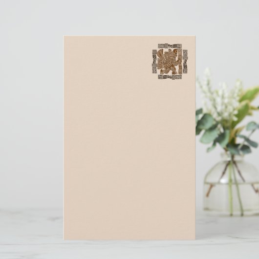 Aztec Eagle Warrior Tribal Oude kunst Briefpapier (Staand voorkant)