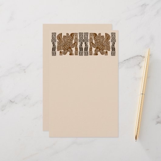 Aztec Eagle Warrior Tribal Oude kunst Briefpapier (Voorkant / Achterkant in situ)