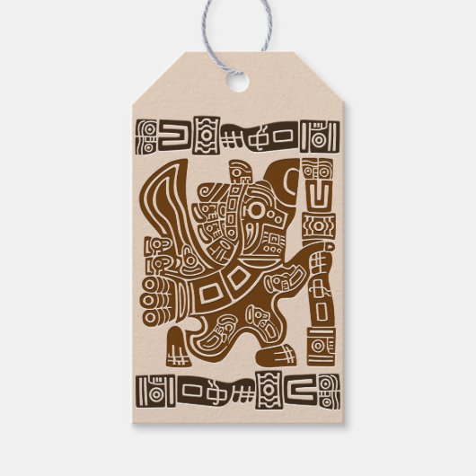 Aztec Eagle Warrior Tribal Oude kunst Cadeaulabel (Voorkant)