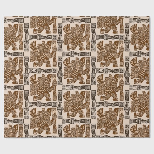 Aztec Eagle Warrior Tribal Oude kunst Cadeaupapier (Vlak)