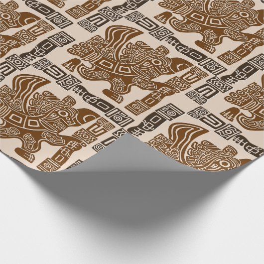 Aztec Eagle Warrior Tribal Oude kunst Cadeaupapier (Hoek)