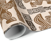 Aztec Eagle Warrior Tribal Oude kunst Cadeaupapier (Rol Hoek)