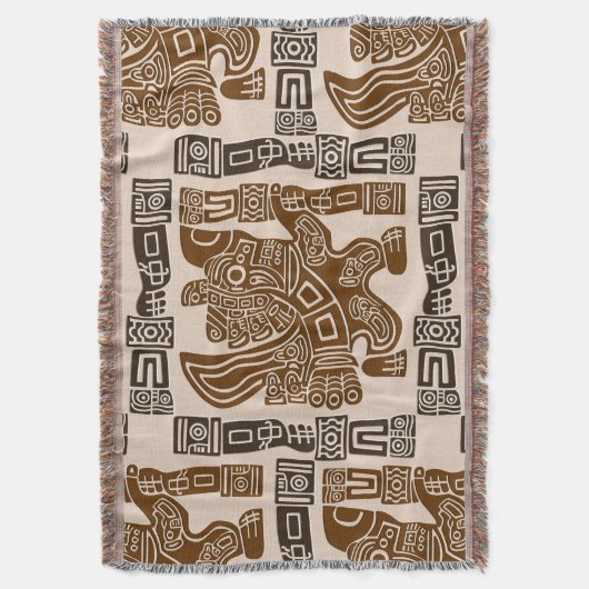 Aztec Eagle Warrior Tribal Oude kunst Deken (Voorkant Verticaal)