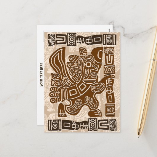 Aztec Eagle Warrior Tribal Oude kunst Feestdagenkaart (Voorkant / Achterkant in situ)