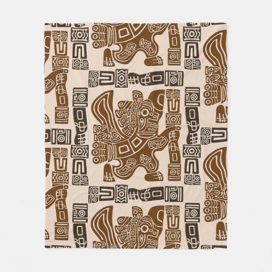 Aztec Eagle Warrior Tribal Oude kunst Fleece Deken (Voorkant)