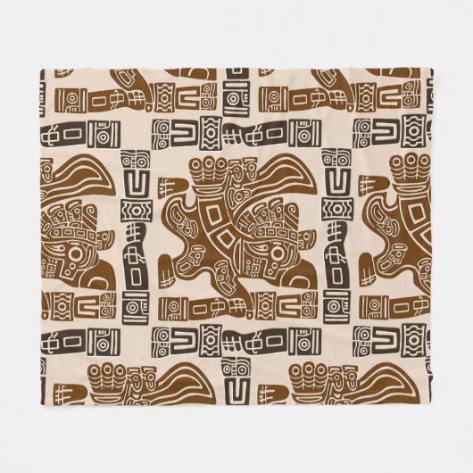 Aztec Eagle Warrior Tribal Oude kunst Fleece Deken (Voorkant (Horizontaal))