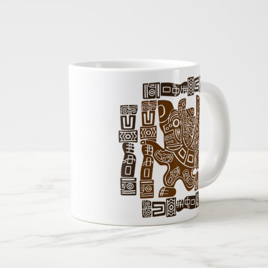 Aztec Eagle Warrior Tribal Oude kunst Grote Koffiekop (Voorkant rechts)