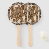 Aztec Eagle Warrior Tribal Oude kunst Handwaaier (Voorkant en achterkant)