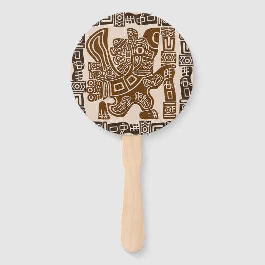 Aztec Eagle Warrior Tribal Oude kunst Handwaaier (Voorkant)