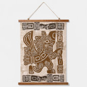 Aztec Eagle Warrior Tribal Oude kunst Hangend Wandkleed (Voorkant)