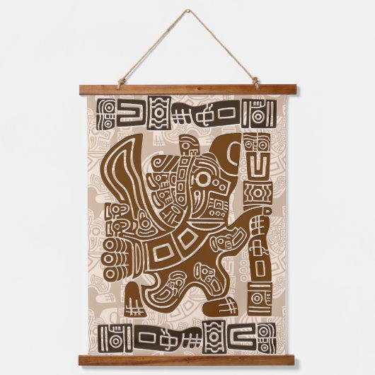 Aztec Eagle Warrior Tribal Oude kunst Hangend Wandkleed (Voorkant)