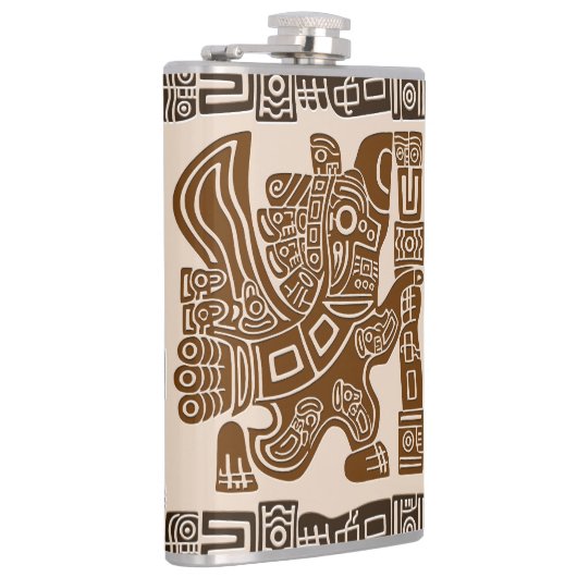 Aztec Eagle Warrior Tribal Oude kunst Heupfles (Rechts)