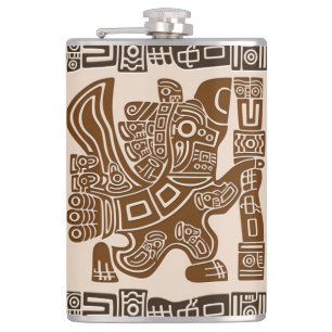 Aztec Eagle Warrior Tribal Oude kunst Heupfles