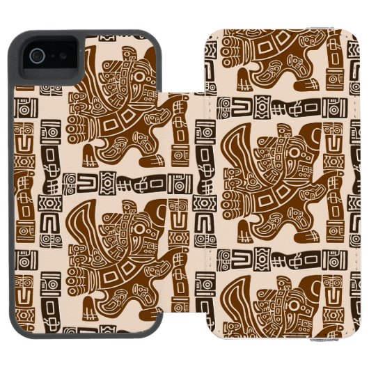 Aztec Eagle Warrior Tribal Oude kunst Incipio iPhone Portemonnee Hoesje (Agenda Open)