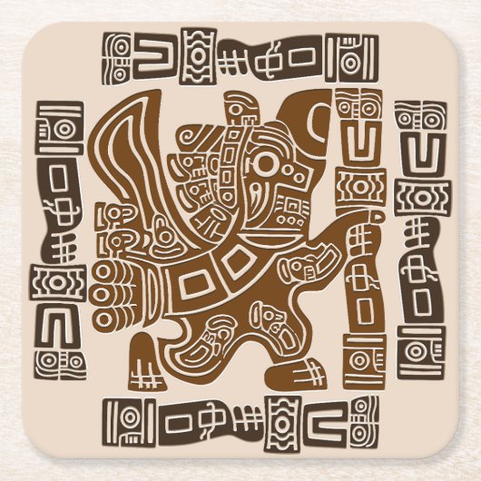 Aztec Eagle Warrior Tribal Oude kunst Kartonnen Onderzetters (Voorkant)