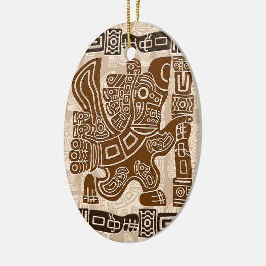 Aztec Eagle Warrior Tribal Oude kunst Keramisch Ornament (Links)
