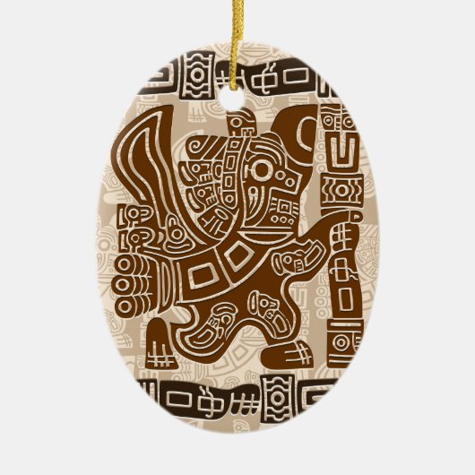 Aztec Eagle Warrior Tribal Oude kunst Keramisch Ornament (Voorkant)
