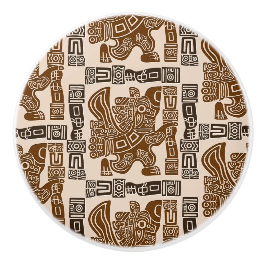 Aztec Eagle Warrior Tribal Oude kunst Keramische Knop (Voorkant)