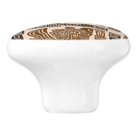 Aztec Eagle Warrior Tribal Oude kunst Keramische Knop (Zijkant)