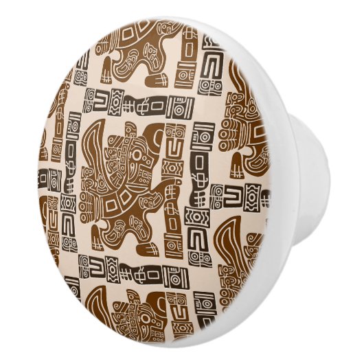 Aztec Eagle Warrior Tribal Oude kunst Keramische Knop (Rechts)