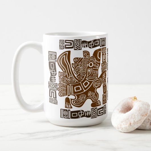 Aztec Eagle Warrior Tribal Oude kunst Koffiemok (Met donut)