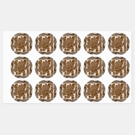 Aztec Eagle Warrior Tribal Oude kunst Labels (Vel)