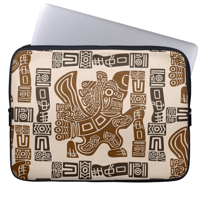 Aztec Eagle Warrior Tribal Oude kunst Laptop Sleeve (Voorkant)