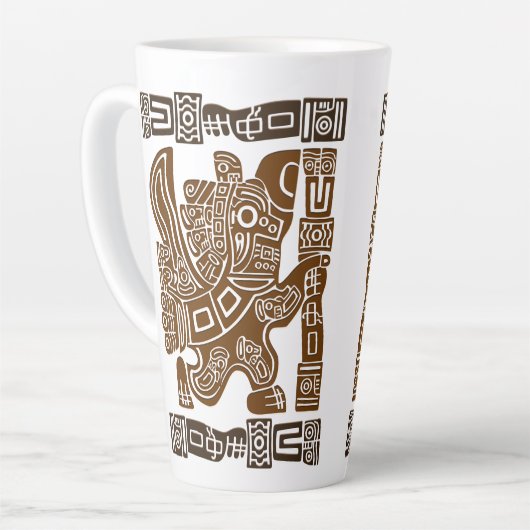 Aztec Eagle Warrior Tribal Oude kunst Latte Mok (Linkerhoek)