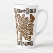 Aztec Eagle Warrior Tribal Oude kunst Latte Mok (Rechts)