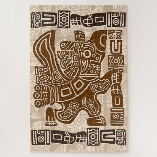 Aztec Eagle Warrior Tribal Oude kunst Legpuzzel (Verticaal)