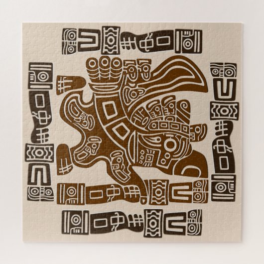 Aztec Eagle Warrior Tribal Oude kunst Legpuzzel (Horizontaal)