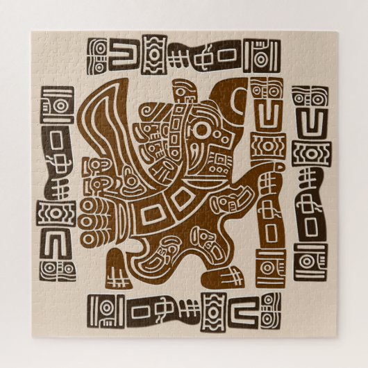 Aztec Eagle Warrior Tribal Oude kunst Legpuzzel (Verticaal)