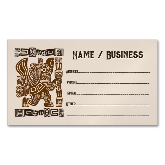 Aztec Eagle Warrior Tribal Oude kunst Magnetisch Visitekaartje (Voorkant)