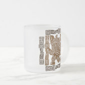 Aztec Eagle Warrior Tribal Oude kunst Matglas Koffiemok (Voorkant rechts)