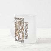 Aztec Eagle Warrior Tribal Oude kunst Matglas Koffiemok (Voorkant links)