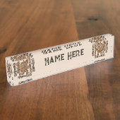 Aztec Eagle Warrior Tribal Oude kunst Naambordje (Zijkant)