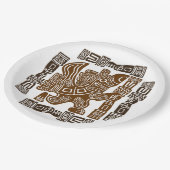 Aztec Eagle Warrior Tribal Oude kunst Papieren Bordje (Gekanteld)