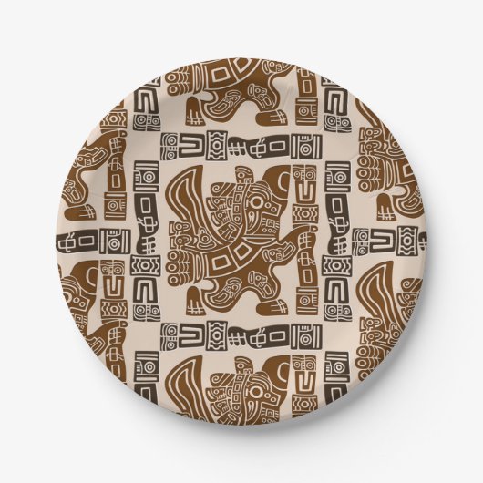 Aztec Eagle Warrior Tribal Oude kunst Papieren Bordje (Voorkant)