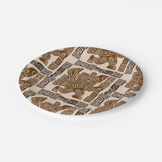 Aztec Eagle Warrior Tribal Oude kunst Papieren Bordje (Gekanteld)