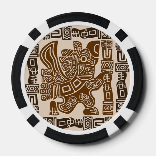 Aztec Eagle Warrior Tribal Oude kunst Poker Chips (Achterkant)