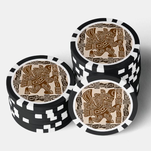 Aztec Eagle Warrior Tribal Oude kunst Poker Chips (Opstapeling)