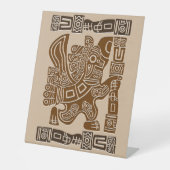 Aztec Eagle Warrior Tribal Oude kunst Reclamebord Met Voetstuk (Voorkant)