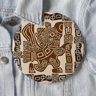 Aztec Eagle Warrior Tribal Oude kunst Ronde Button 6,0 Cm