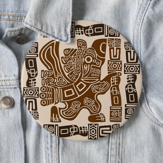 Aztec Eagle Warrior Tribal Oude kunst Ronde Button 6,0 Cm (In situ)