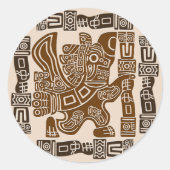 Aztec Eagle Warrior Tribal Oude kunst Ronde Sticker (Voorkant)