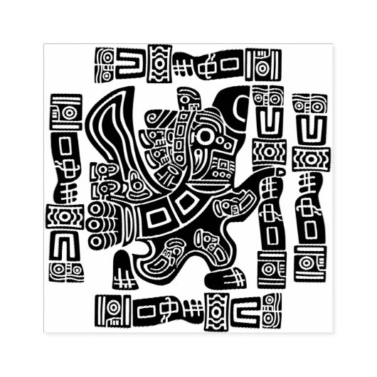 Aztec Eagle Warrior Tribal Oude kunst Rubberstempel (Afrduk)