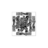 Aztec Eagle Warrior Tribal Oude kunst Rubberstempel (Afrduk)