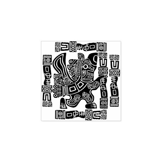 Aztec Eagle Warrior Tribal Oude kunst Rubberstempel (Afrduk)