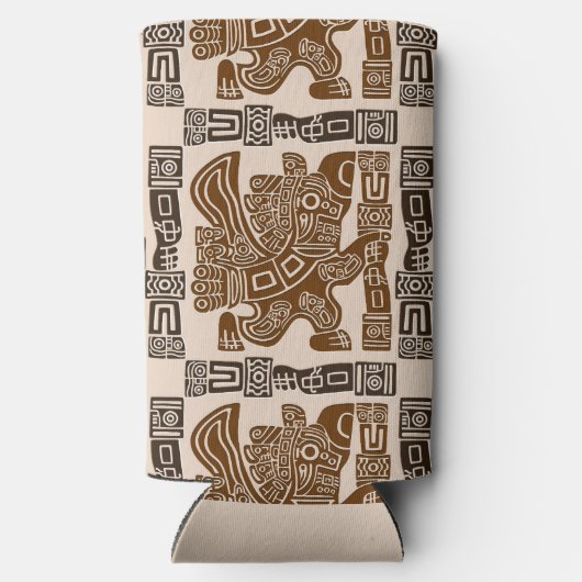 Aztec Eagle Warrior Tribal Oude kunst Seltzer Blikjeskoeler (Achterkant)